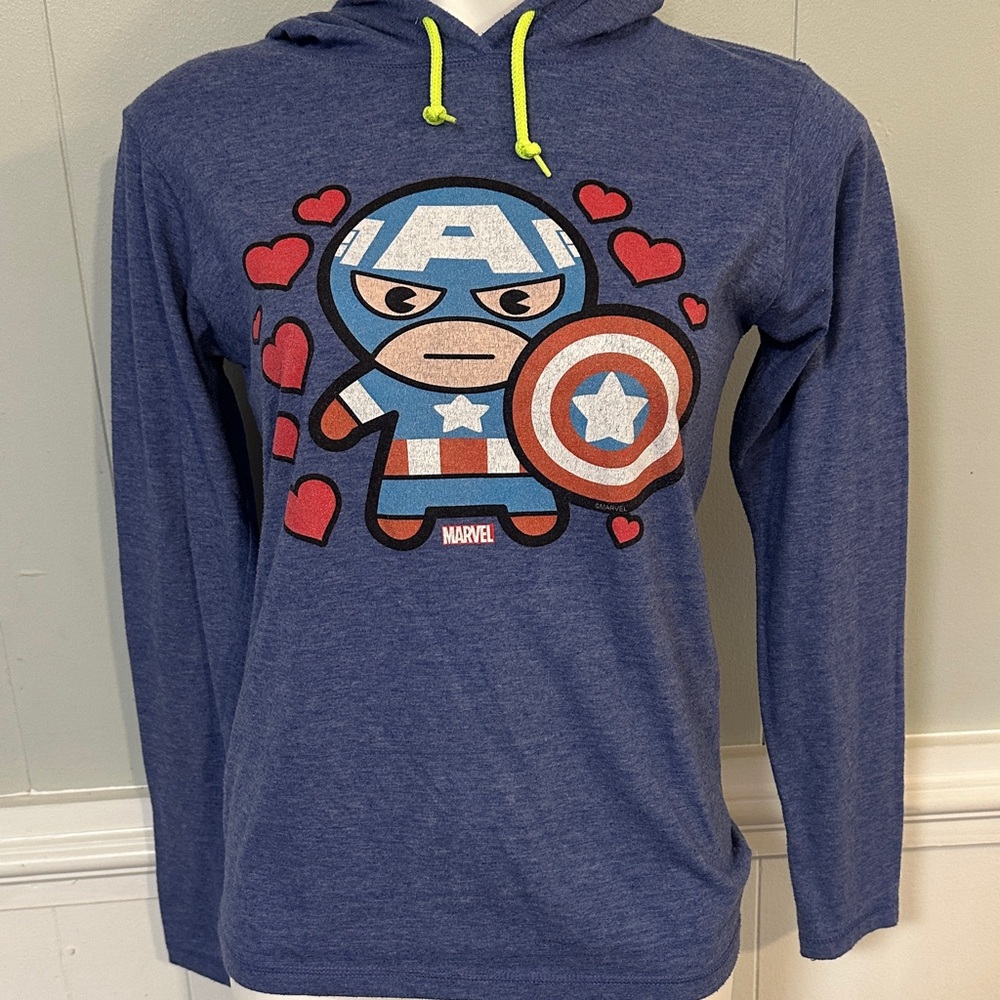 Marvel  Navy Hoodie with Captain America and Hearts